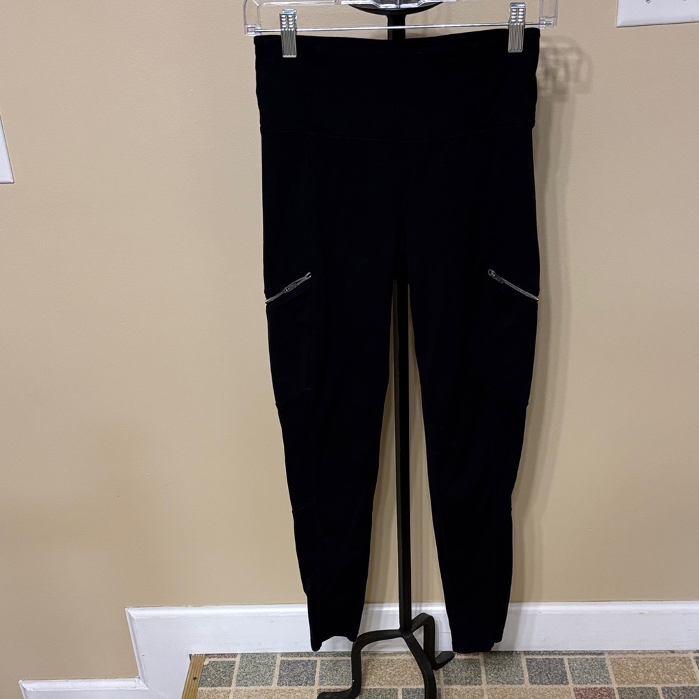 Athleta Black Leggings with Zipper Detail small